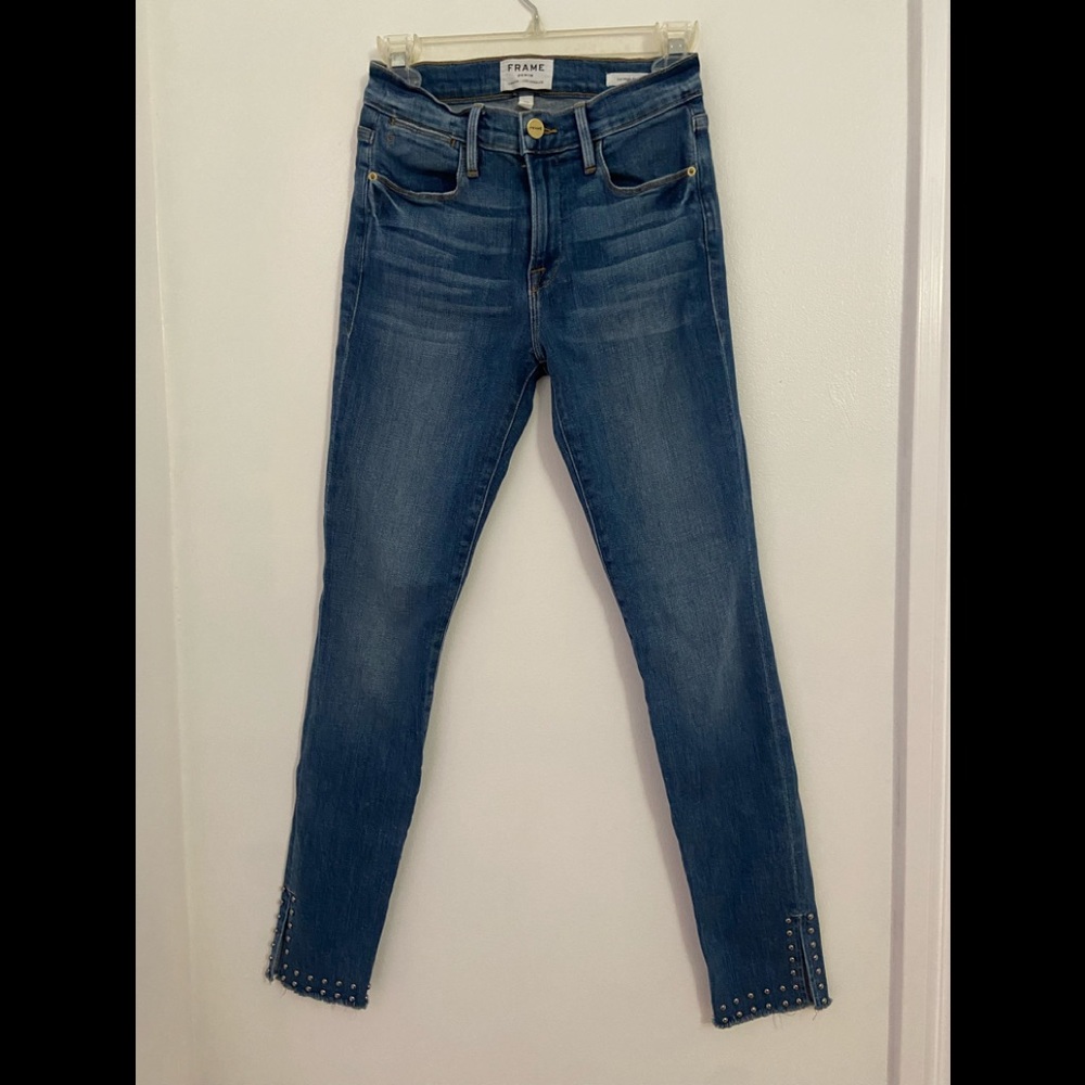 FRAME Denim Le High Skinny Studded Slit